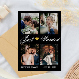 Invitación Photo Collage Just Married Wedding Announcement