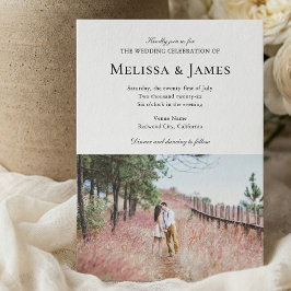 Invitación Photo Elegant Classic Calligraphy White