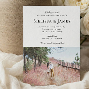 Invitación Photo Elegant Classic Calligraphy White