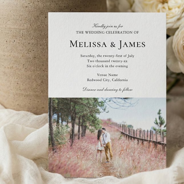 Invitación Photo Elegant Classic Calligraphy White (Subido por el creador)