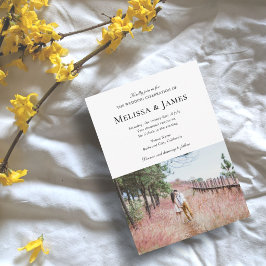 Invitación Photo Elegant Classic Calligraphy White
