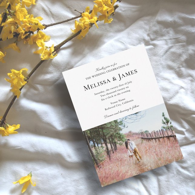 Invitación Photo Elegant Classic Calligraphy White (Subido por el creador)