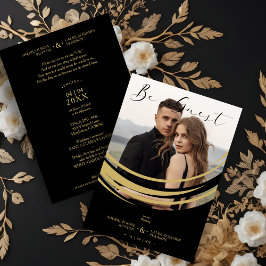 Invitación Photo Exquisite Modern Golden Abstract Shape