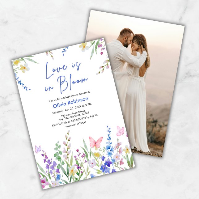 Invitación Photo Floral Spring Love is in Bloom Bridal Shower (Photo Floral Spring Love is in Bloom Bridal Shower Invitation )