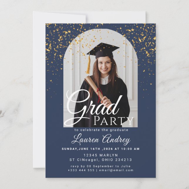 Invitación Photo Graduation Party Invitation (Anverso)