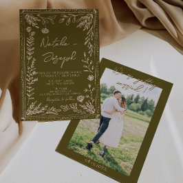 Invitación Photo Hand Drawn Grasslands Floral Garden Wedding