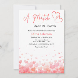 Invitación Photo Hearts A Match Made in Heaven Bridal Shower 
