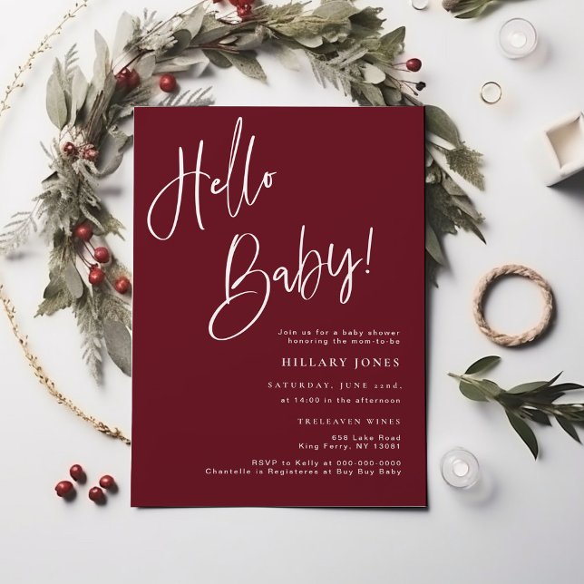 Invitación Photo Hello Baby Modern Winter Festive Baby Shower (Subido por el creador)