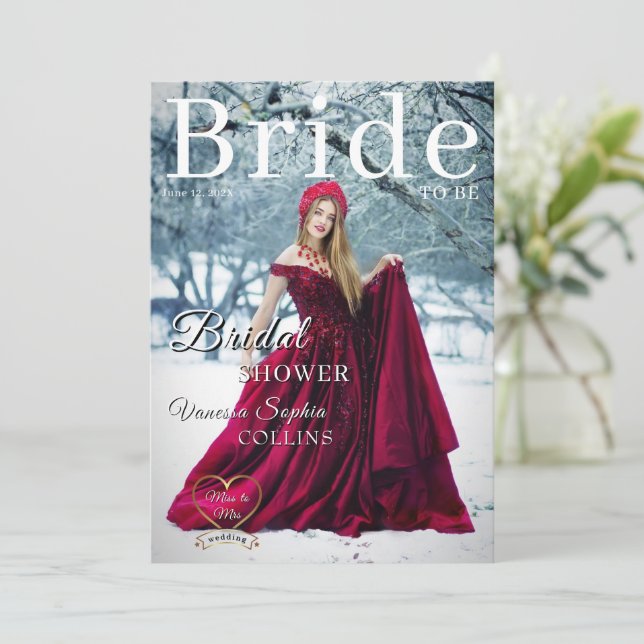 Invitación Photo Magazine Cover Bridal Shower (Anverso de pie)