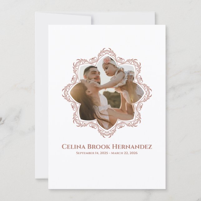 Invitación Photo Memorial Program — Rose Brown Frame (Anverso)