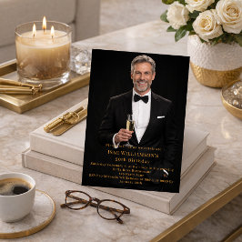 Invitación Photo milestone gold birthday