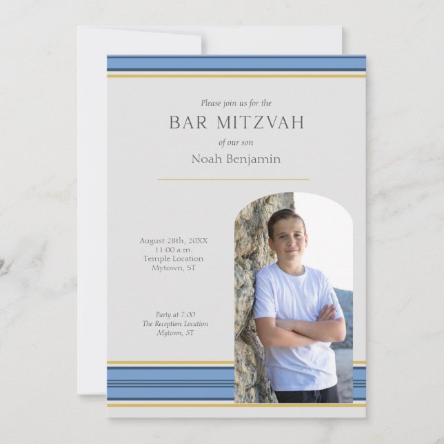 Invitación Photo Modern Bar Mitzvah (Anverso)