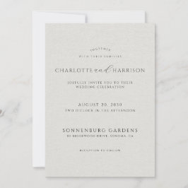 Invitación Photo Monogram White Faux Linen Wedding Invitation