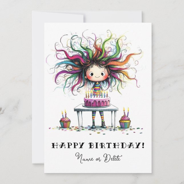 Invitación * # PHOTO NAME Birthday Card Personalize Whimsical (Anverso)