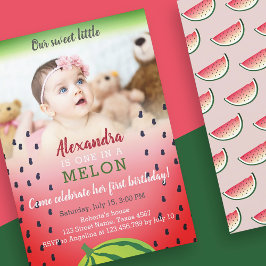 Invitación Photo One in a Melon 1st Birthday