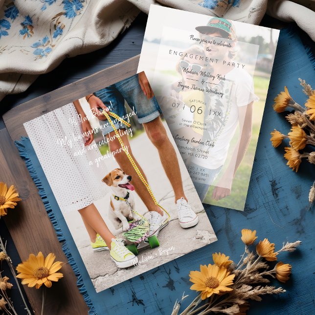 Invitación Photo Pet Funny Couple Engagement Party (Photo Pet Funny Couple Engagement Party Invitation Card.)