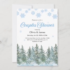 Invitación Photo Pine Winter Snowflakes Couples Bridal Shower