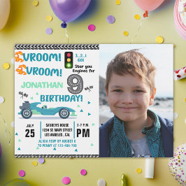 Invitación Photo Race Car • 9th Birthday Boy