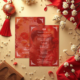 Invitación Photo Red Floral Chinese Tea Ceremony Wedding