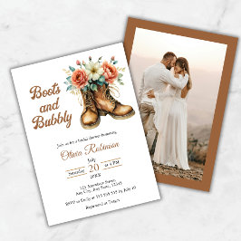 Invitación Photo Rustic Boots and Bubbly Bridal Shower