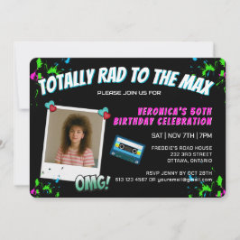 Invitación Photo Totally 80s Retro Birthday Party Invitation