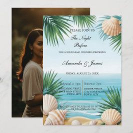 Invitación Photo Tropical Beach Rehearsal Dinner Invite