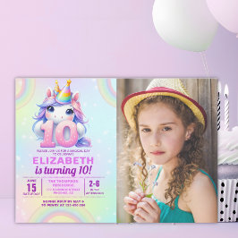Invitación Photo Unicorn 10th Birthday - Magical Birthday