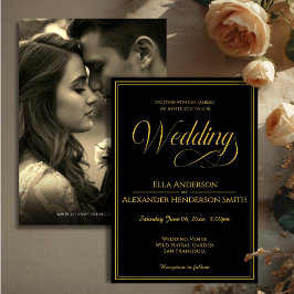 Invitación Photo Vintage Black Wedding Invitation
