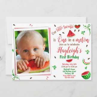 Invitación Photo Watermelon birthday invitation 1st birthday