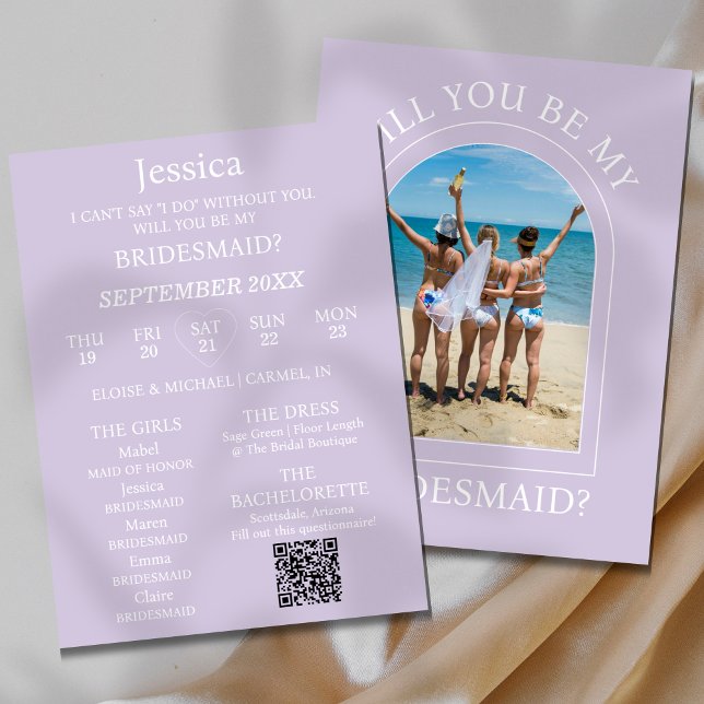 Invitación Photo Will You Be My Bridesmaid Proposal Card (Pop the question to your bridal party with this Photo Will You Be My Bridesmaid Proposal Card!)