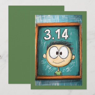 Invitación Pi Day 3.14 Curiosidad Geek De Caricatura