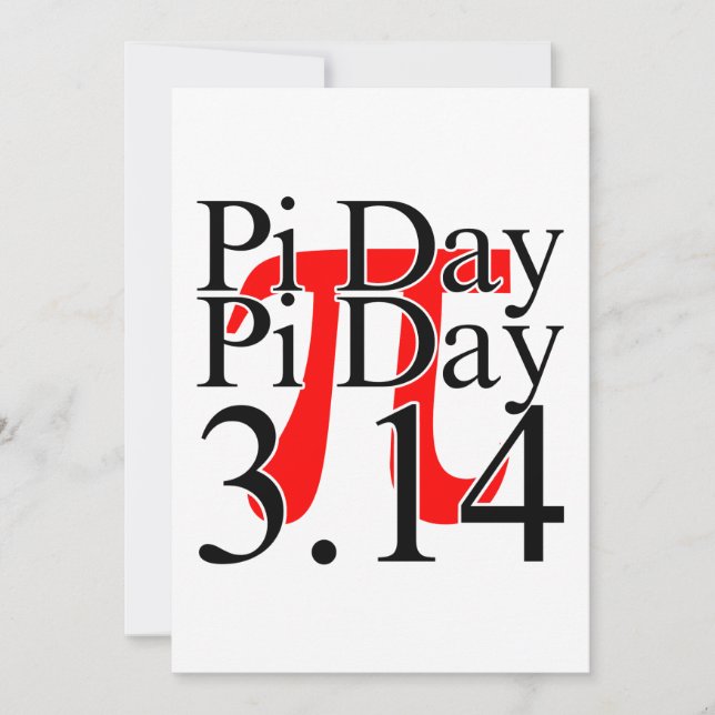 Invitación Pi Day 3.14 Negro Y Rojo (Anverso)