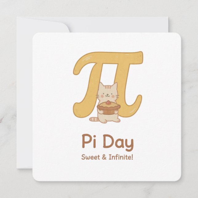 Invitación Pi Day Cute Cat Postcard – Sweet & Infinite | Math (Anverso)