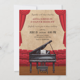 Invitación Pianista boda elegante de época