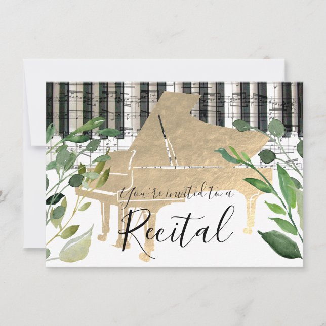 Invitación piano de color de agua elegante (Anverso)