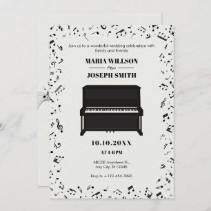 Invitación Piano melody music notes boda