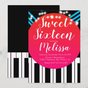 Invitación Piano Musical Alfombra Roja Estilo Noche Dulces Di