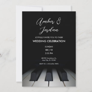 Invitación Piano negro boda simple