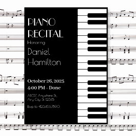 Invitación Piano negro y blanco