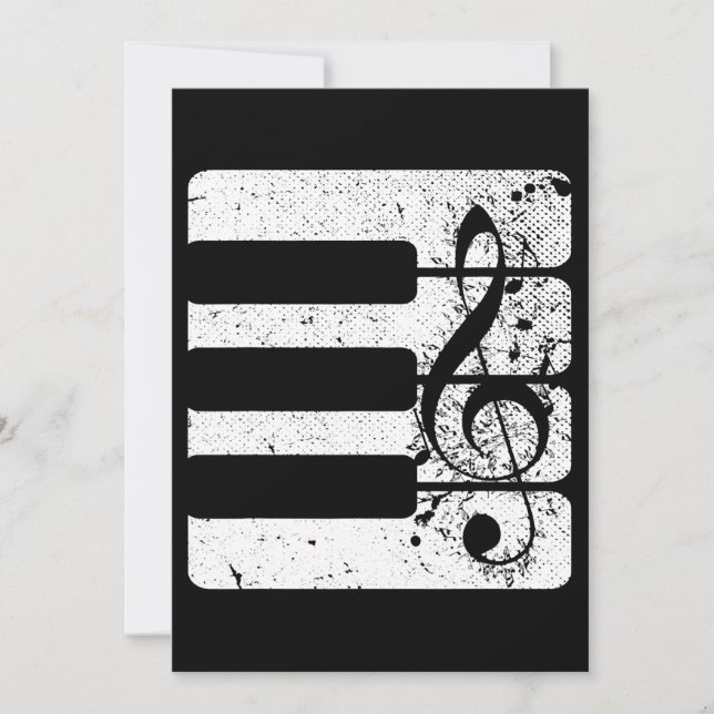 Invitación Piano Player Teclado Treble Clef Instrumento music (Anverso)