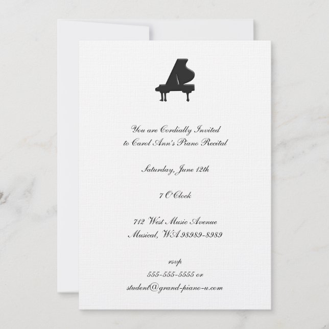 Invitación Piano Recital (Anverso)