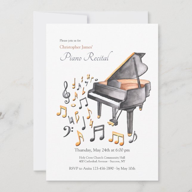 Invitación Piano Recital (Anverso)