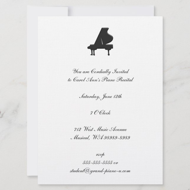 Invitación Piano Recital (Anverso)