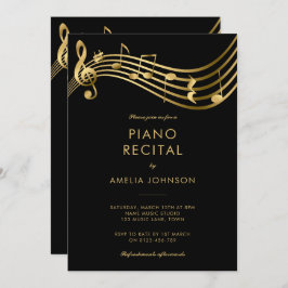 Invitación Piano Recital Gold Notes Elegant