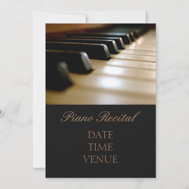 Invitación Piano Rendimiento elegante y elegante (Anverso)