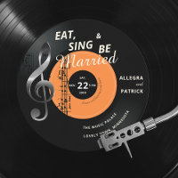 Piano Vinyl Música Tema Treble Clef Boda negro