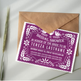 Invitación Picado de papel boda púrpura moderno ducha de novi