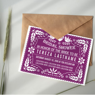 Invitación Picado de papel boda púrpura moderno ducha de novi