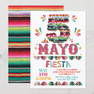 Invitación Picado de papel de Fiesta Mexicano Cinco de Mayo
