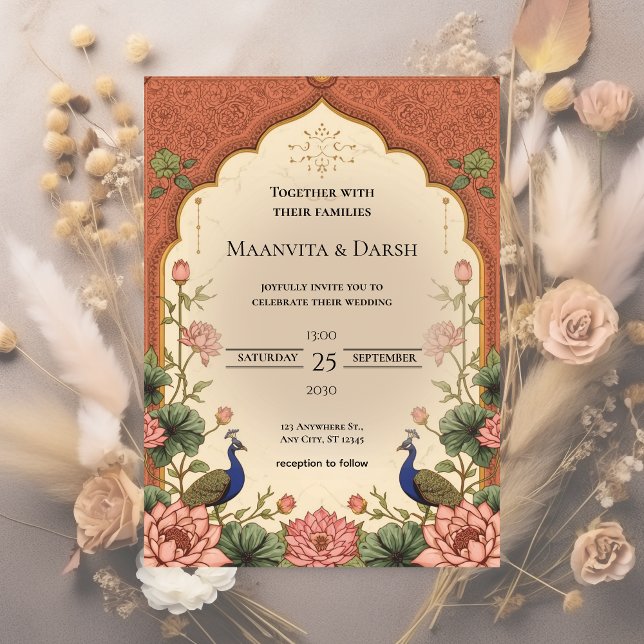 Invitación Pichwai Inspired Indian Wedding Invitation (Subido por el creador)